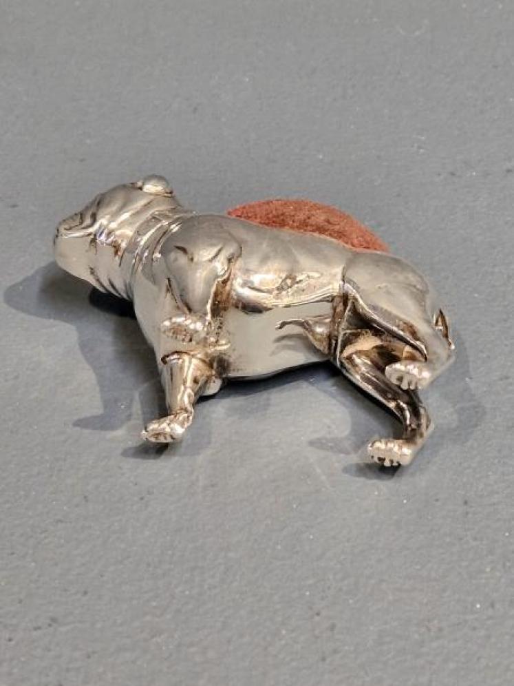 Edwardian Silver Bull Dog Pin Cushion - Image 6