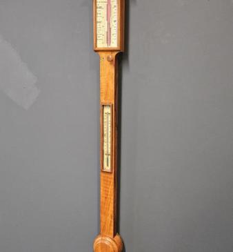Victorian Walnut Stick Barometer by Wheeler