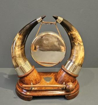 Victorian Silver Plated and Cow Horn Dinner Gong 