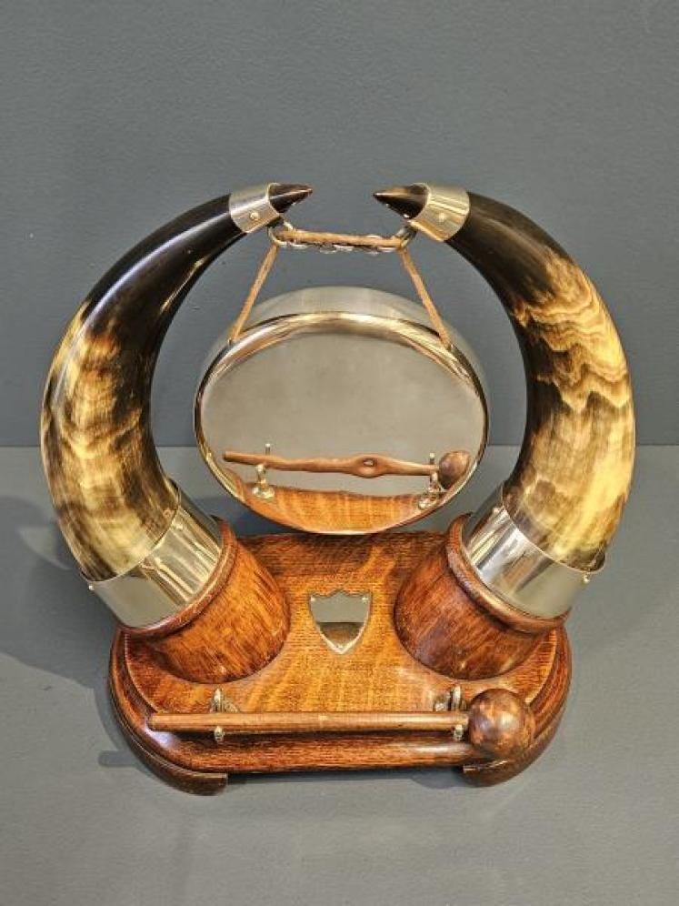 Victorian Silver Plated and Cow Horn Dinner Gong  - Image 2