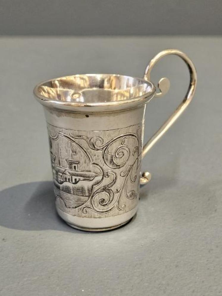 Victorian Russian Silver and Niello Vodka Measure - Image 2