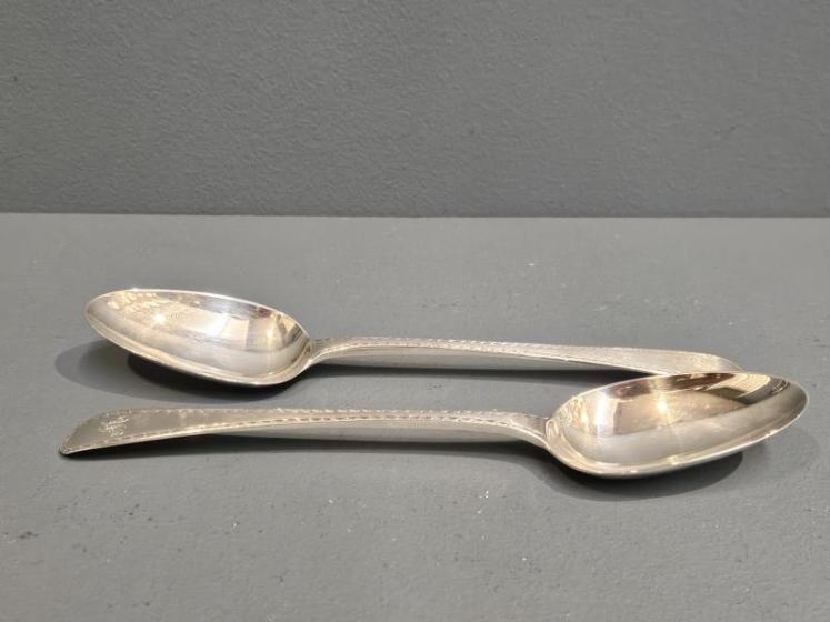 Pair of Edwardian 3.8 Troy oz Silver Serving Spoons - Image 2