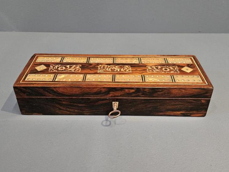 Victorian Rosewood Cribbage and Card Board - Image 1