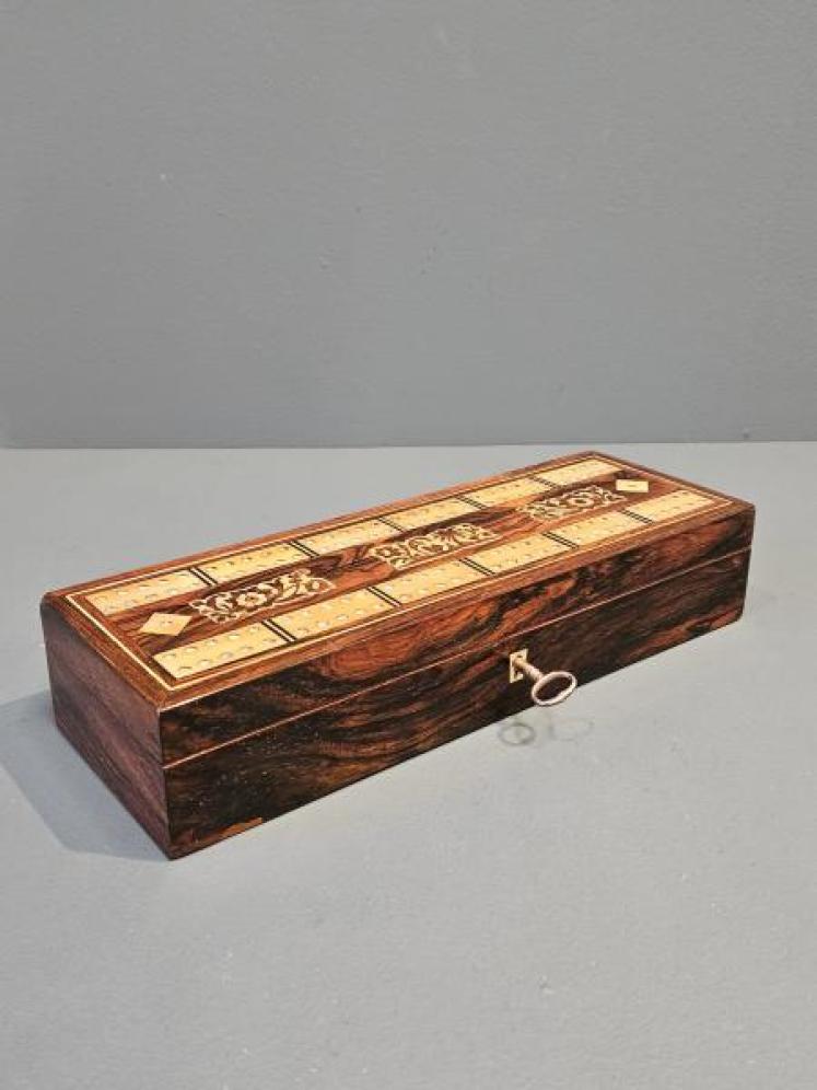 Victorian Rosewood Cribbage and Card Board - Image 3