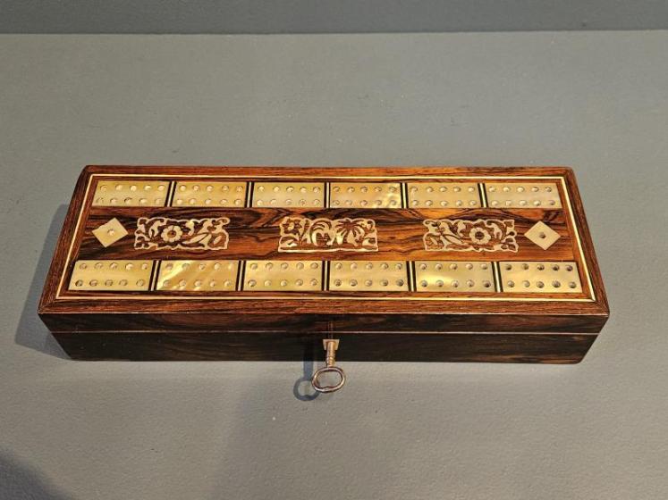 Victorian Rosewood Cribbage and Card Board - Image 4