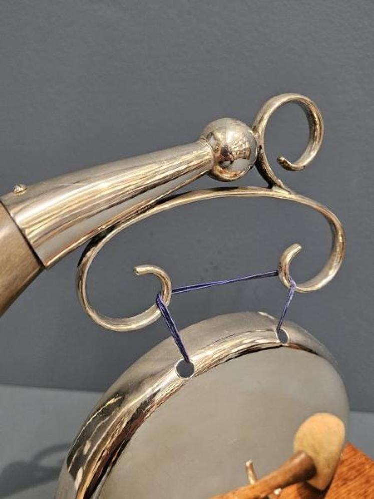 Victorian Silver Plated and Cow Horn Dinner Gong  - Image 2