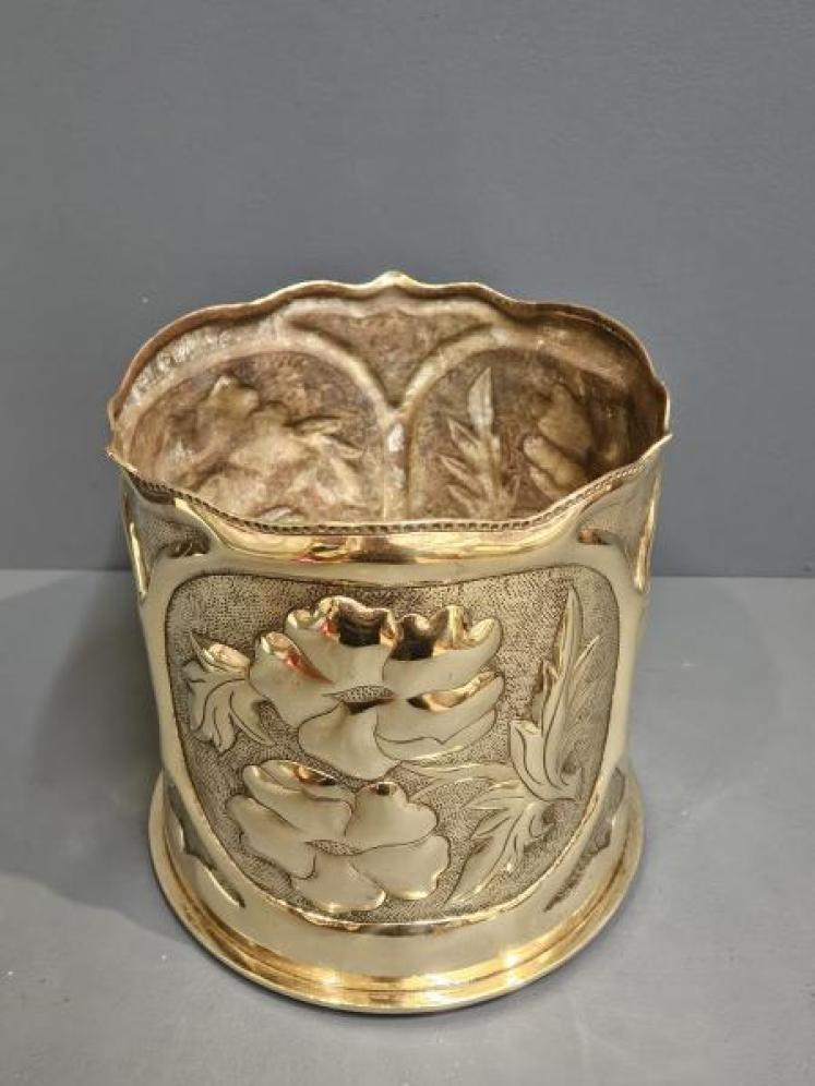 Superb Brass Trench Art Planter - Image 2