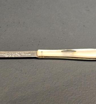 Engraved Silver and Mother of Pearl Pen Knife