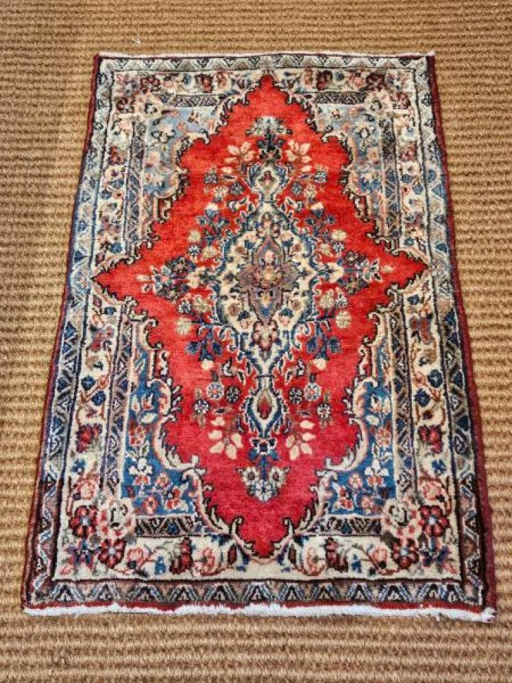 Persian Hearth Sized Pure Wool Rug - Image 1
