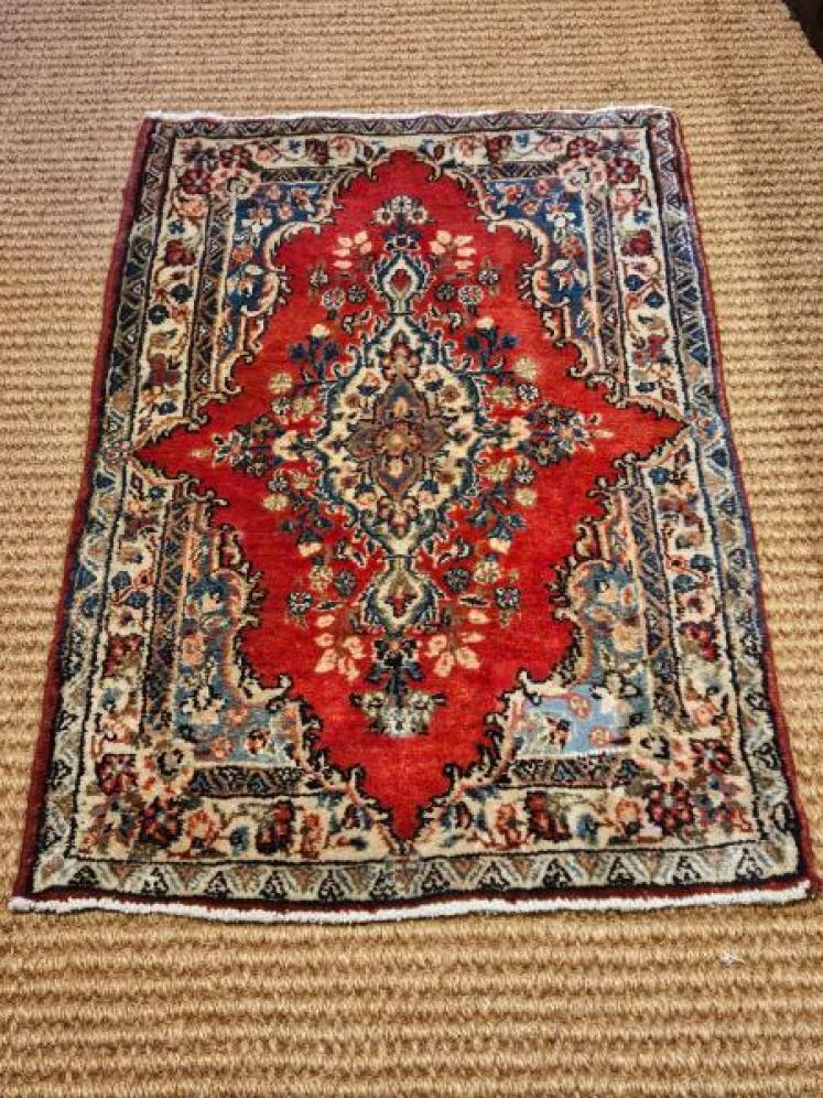 Persian Hearth Sized Pure Wool Rug - Image 5