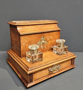 Victorian Oak Stationery and Ink Stand