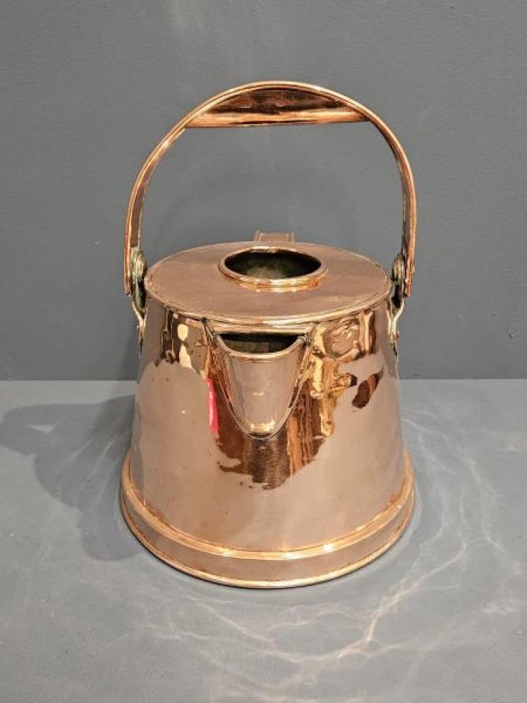 Large Early Victorian Copper Country House Hot Water Can - Image 3