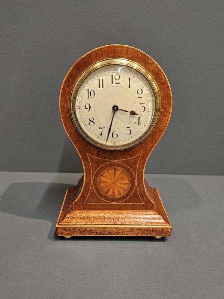 Edwardian 8 Day Inlaid Balloon Clock - Image 1