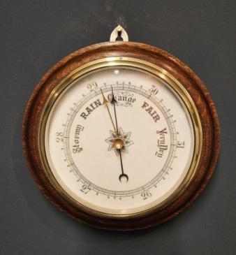 Victorian Oak Cased Aneroid Barometer