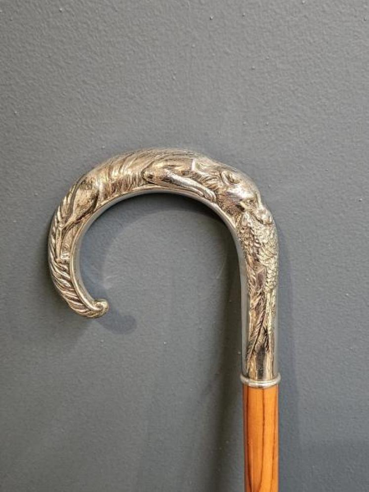 Silver Fox and Pheasant Handle Walking Cane - Image 2
