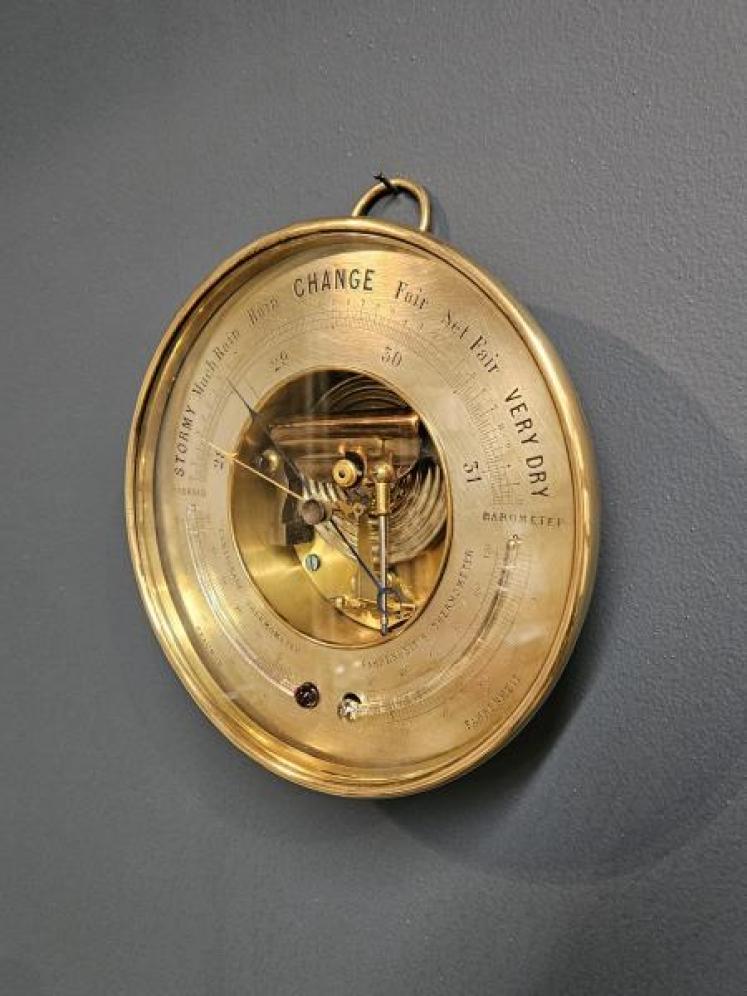 Large Victorian Marine Barometer with Twin Thermometers - Image 2