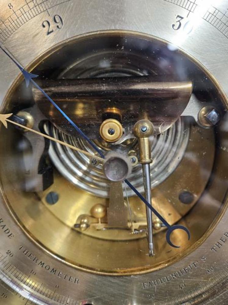 Large Victorian Marine Barometer with Twin Thermometers - Image 3