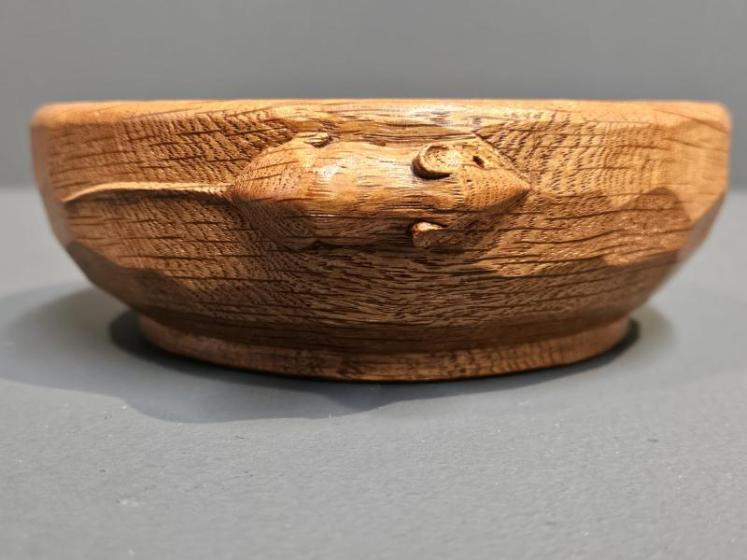 Thompsons of Kilburn Mouseman Adzed Oak Bowl - Image 4