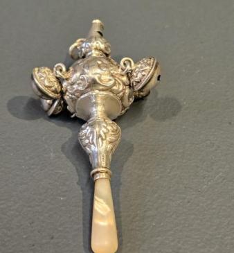 Victorian Silver Babies Rattle, Whistle and Soother