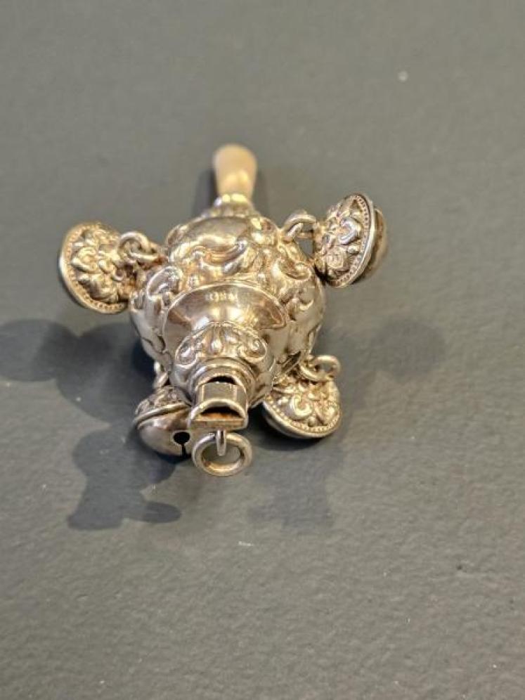 Victorian Silver Babies Rattle, Whistle and Soother - Image 2