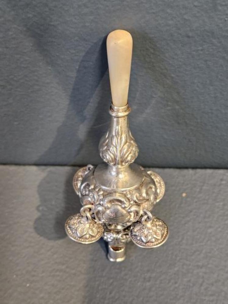 Victorian Silver Babies Rattle, Whistle and Soother - Image 5