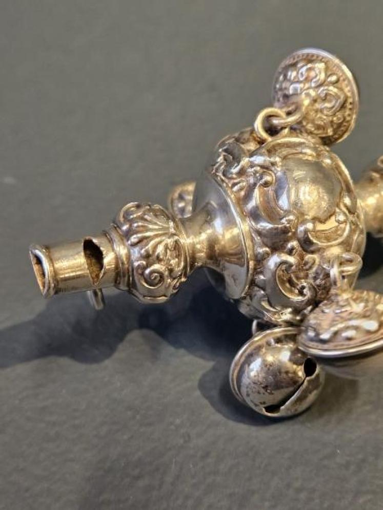 Victorian Silver Babies Rattle, Whistle and Soother - Image 6