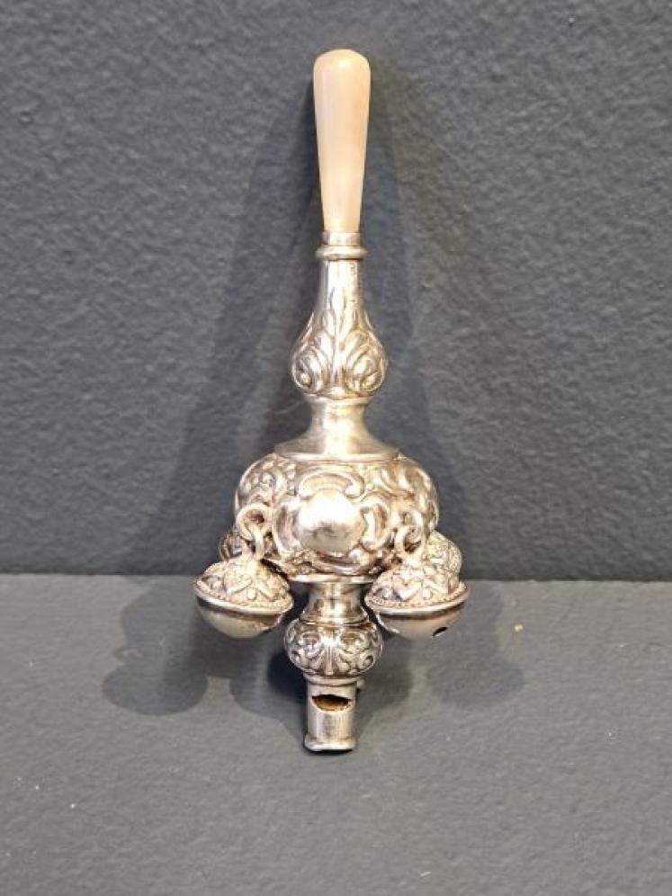 Victorian Silver Babies Rattle, Whistle and Soother - Image 7