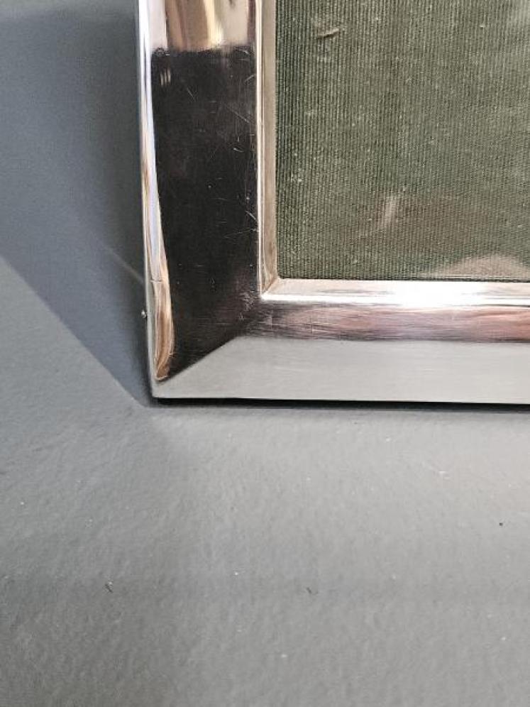 Edwardian Portrait Sized Silver Photo Frame with Ribbon Crest - Image 4
