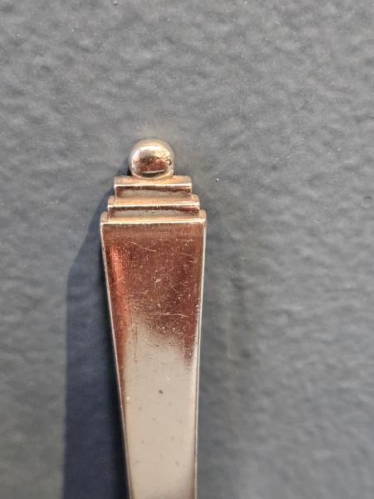 Set of 6 Georg Jensen Cast Silver Pyramid Top Tea Spoons - Image 2