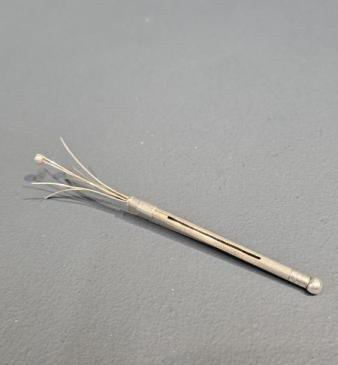 Engine Turned Silver Cocktail Swizzle Stick