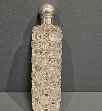 Victorian Cut Crystal and Sliver Scent Flask