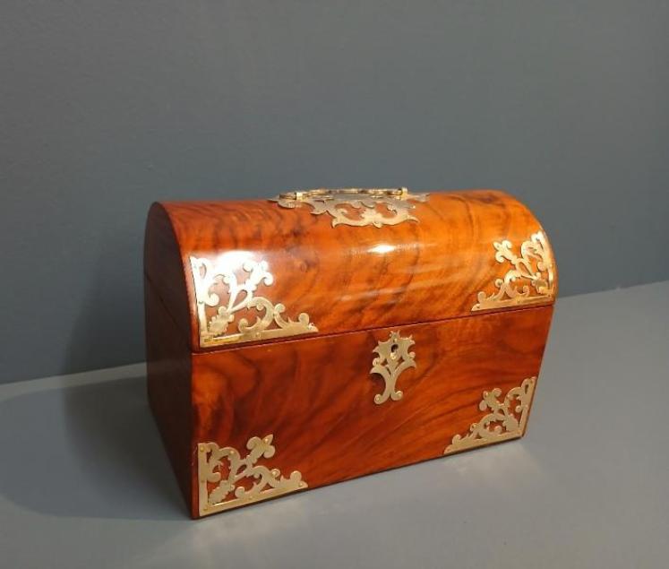Victorian Figured Walnut Stationery Box - Image 7