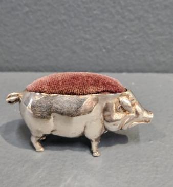 Small Silver Pig Pin Cushion