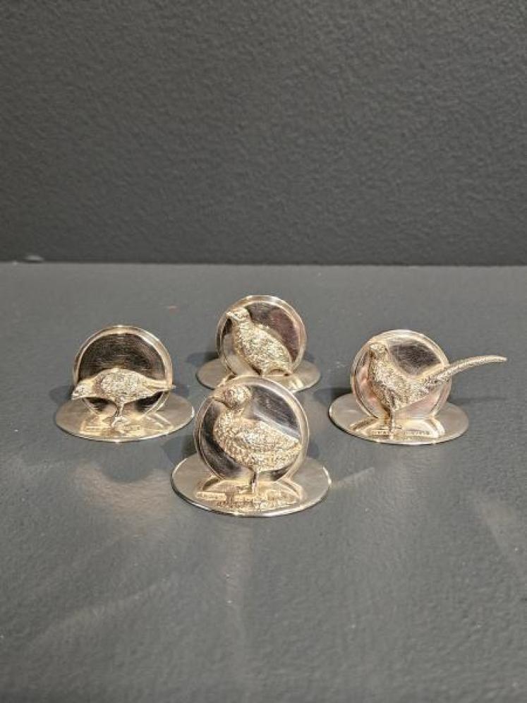  Set of Four Edwardian Silver Grouse Menu Holders - Image 2