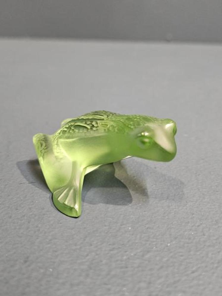 Lalique Opalescent Green Frog - Image 1