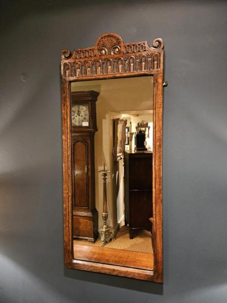 Victorian Carved Oak Framed Mirror - Image 5