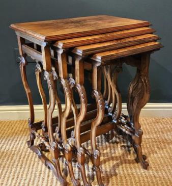 Nest of Four Edwardian Walnut Occasional Tables