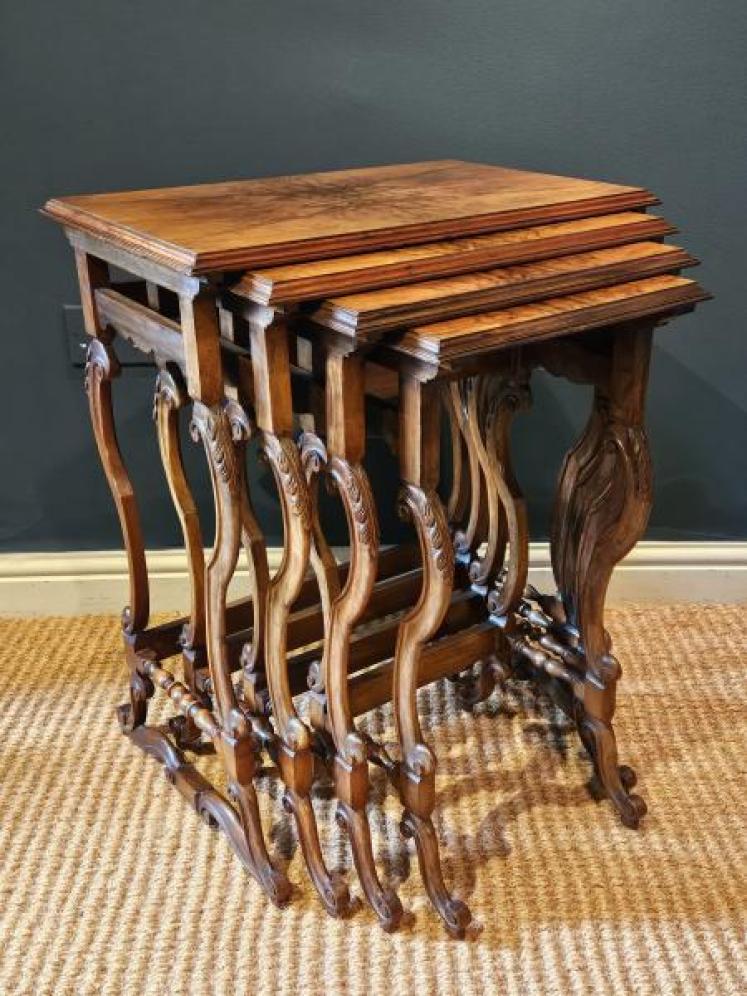 Nest of Four Edwardian Walnut Occasional Tables - Image 1