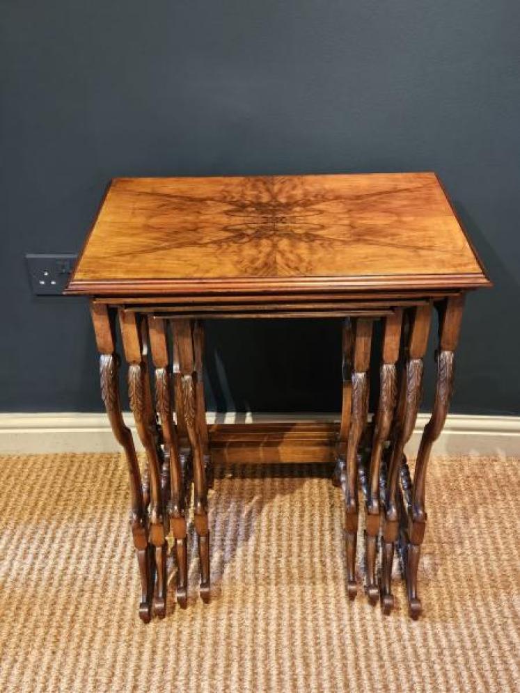 Nest of Four Edwardian Walnut Occasional Tables - Image 4