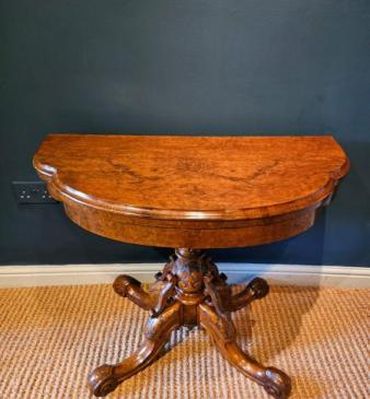 Victorian Walnut Fold Over Games Table