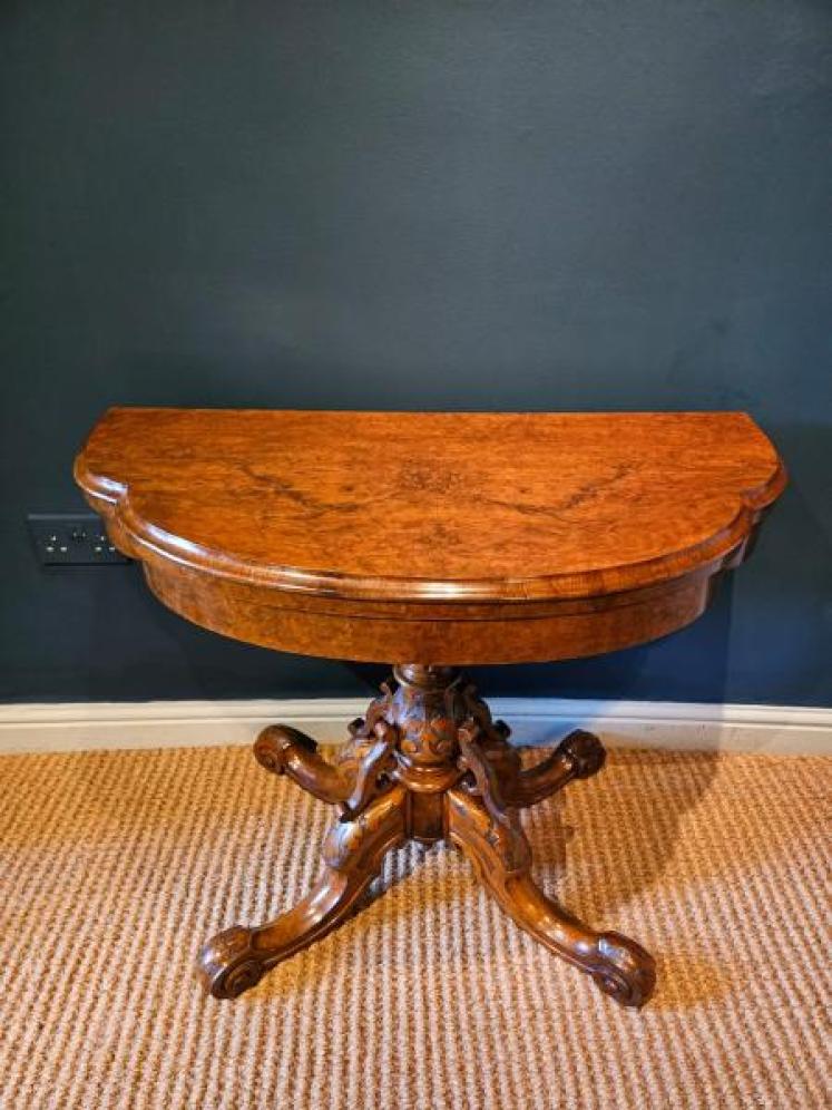 Victorian Walnut Fold Over Games Table - Image 1