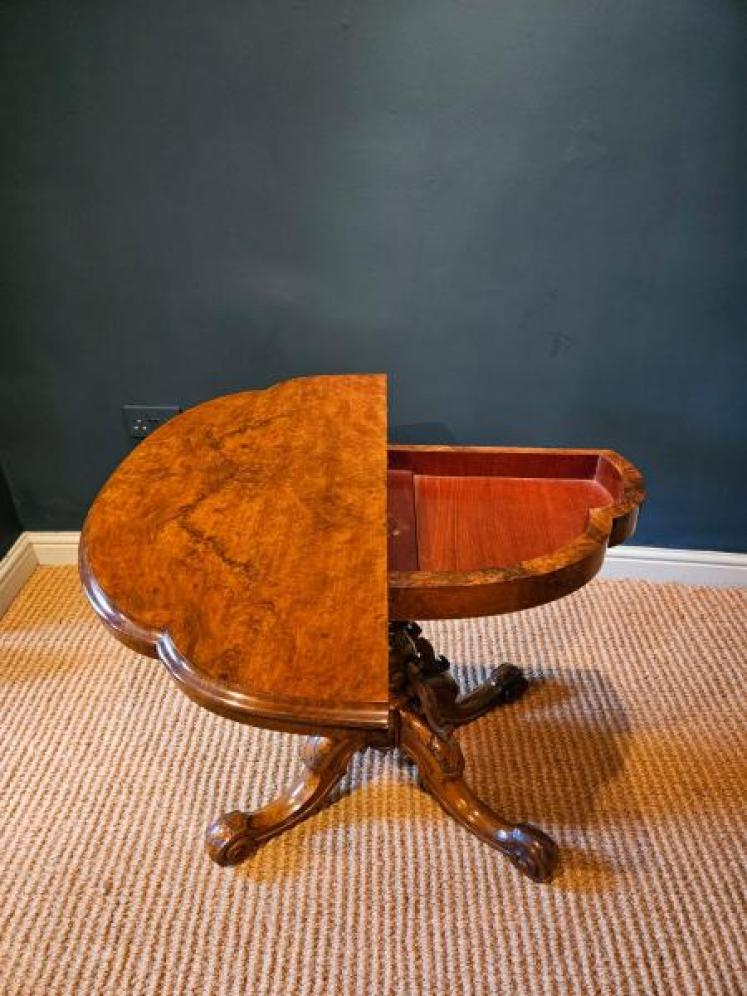 Victorian Walnut Fold Over Games Table - Image 4