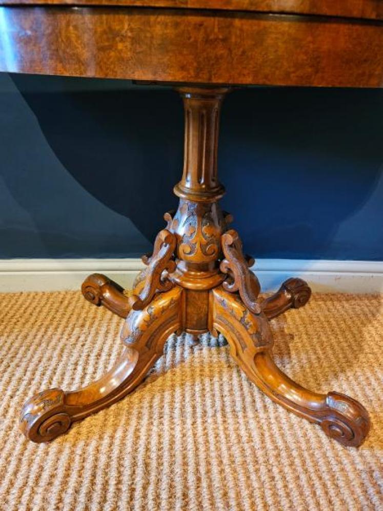Victorian Walnut Fold Over Games Table - Image 5