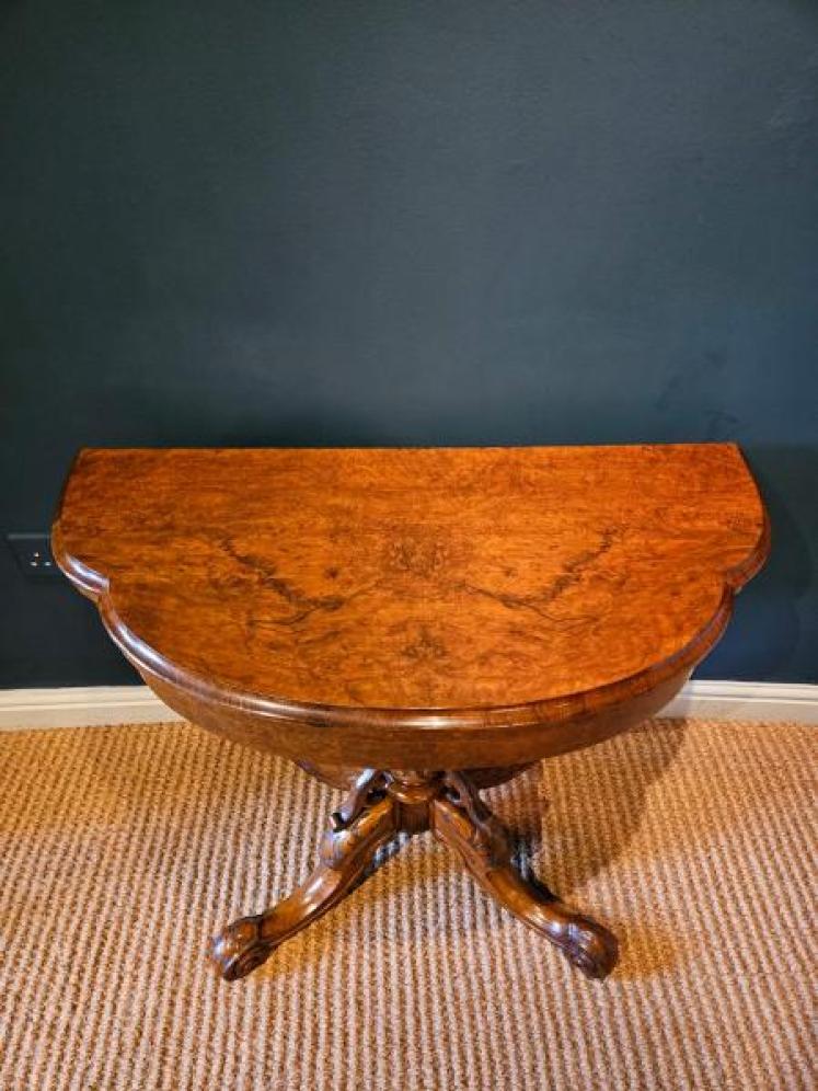 Victorian Walnut Fold Over Games Table - Image 7