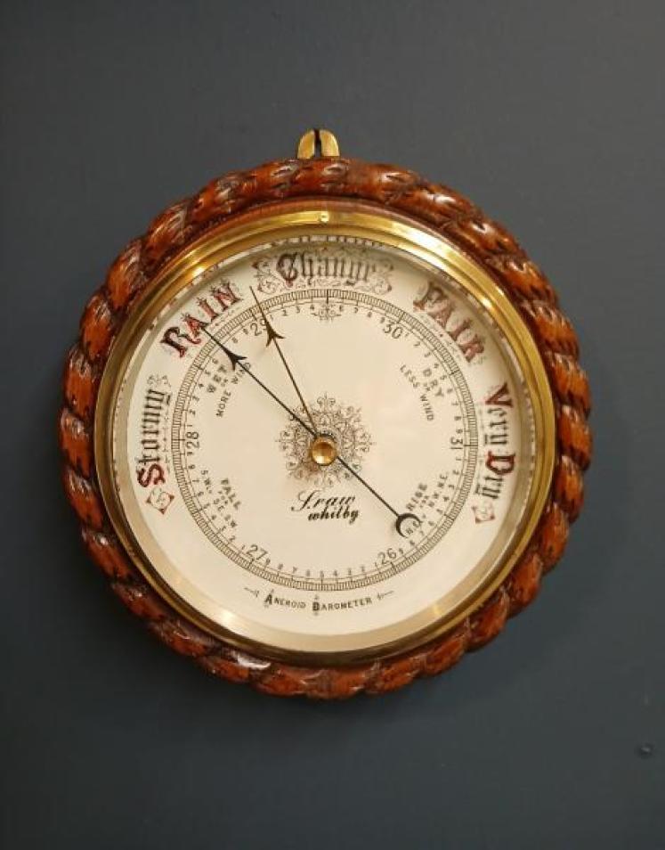 Large Victorian Oak Whitby Ships Barometer - Image 1