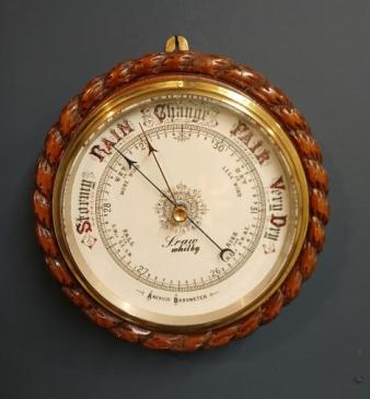 Large Victorian Oak Whitby Ships Barometer