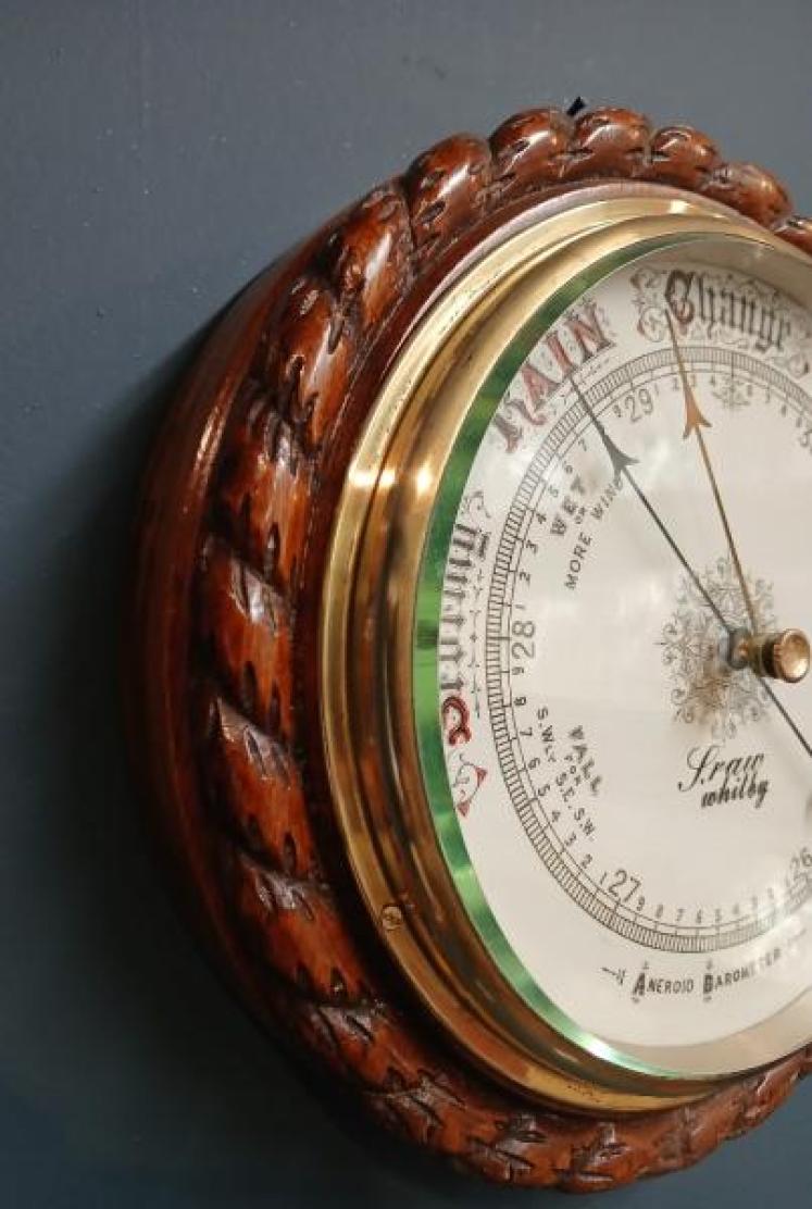Large Victorian Oak Whitby Ships Barometer - Image 4
