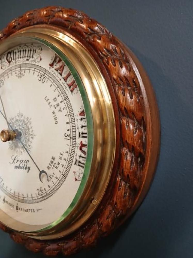 Large Victorian Oak Whitby Ships Barometer - Image 6