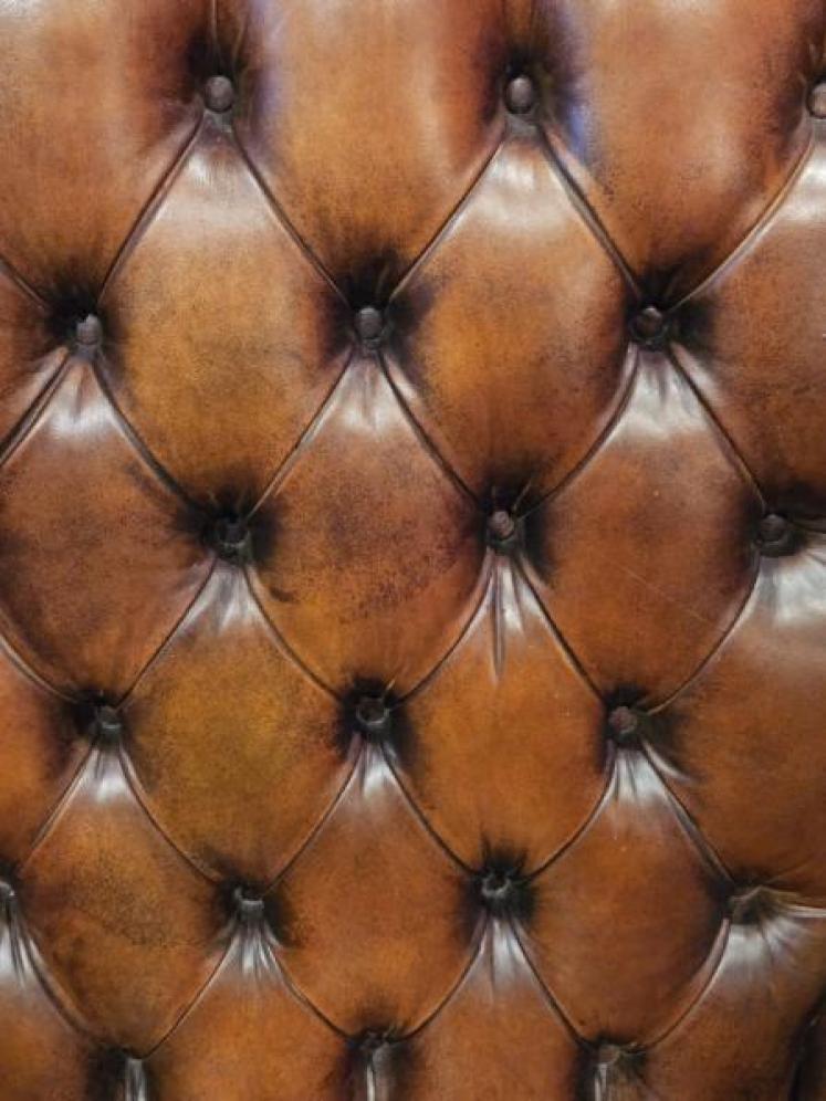 1930's Tan Leather Wing Back Arm Chair - Image 4