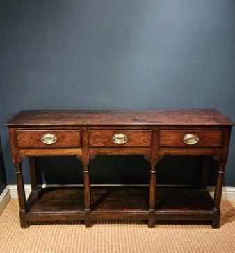 Small George III Oak Open Pot Board Dresser 